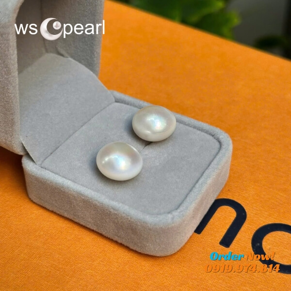 Bông tai nụ ngọc trai trắng 11mm Bông tai nụ ngọc trai trắng 11mm