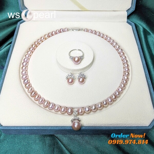 Set trang sức ngọc trai tím Set trang sức ngọc trai tím