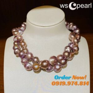 Chuỗi Ngọc Trai Đôi Dị Màu Tím