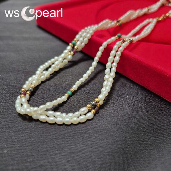Chuỗi Vòng Cổ Ngọc Trai Gạo 3 Sợi WSC Pearl Chuỗi Vòng Cổ Ngọc Trai Gạo 3 Sợi WSC Pearl