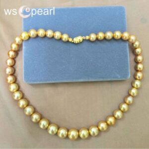 Chuỗi Vòng Cổ Ngọc Trai South Sea Vàng - Ảnh 4